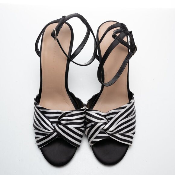 ZARA Trafaluc black white stripe high heels size 40 - Picture 11 of 12